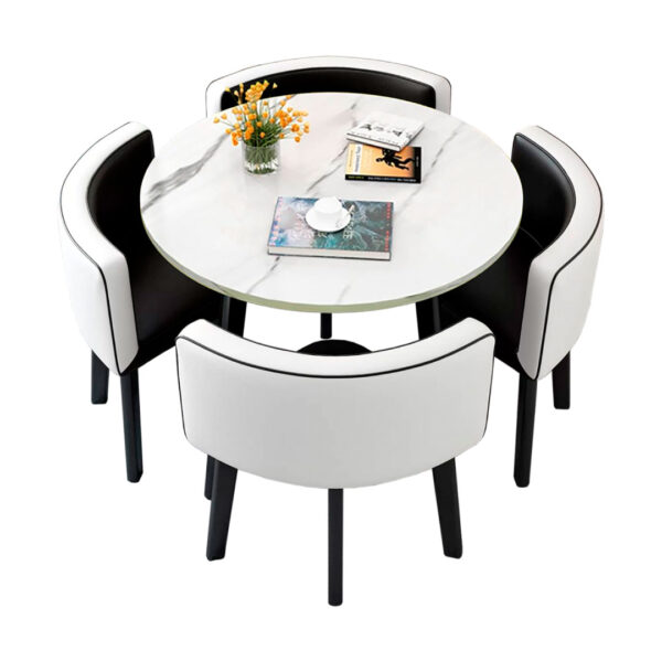 Set Mesa De Centro Redonda + 4 Sillas